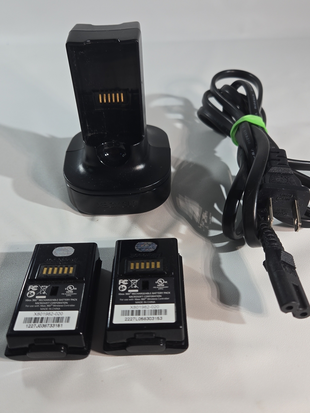 OEM Xbox 360 Replacement Black Charging Dock with Two Batteries and Power Cord